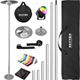 NEYTON 10ft Home Stripper Dance Pole | 7-10ft Portable and Adjustable Dancing Pole | Pro Spinning/Static Dance Pole Fitness Equipment (Silver)