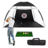 Golf Hitting Nets with Target, Foldable Training Aids Practice Net Chipping Net, Golf Approach Practice Net Golf Hitting Cage, Backyard Driving Swing Chipping for Indoor Outdoor
