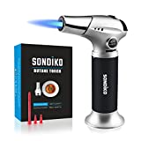 Sondiko Kitchen Torch S901, Blow Torch, Refillable Butane Torch with Safety Lock and Adjustable Flame for DIY, Creme Brulee, BBQ and Baking, Butane Gas Not Included