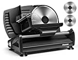 MIDONE Meat Slicer 200W Electric Deli Food Slicer with Two Removable 7.5’’ Stainless Steel Blade, Adjustable Thickness for Home Use, Child Lock Protection, Black