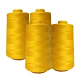 AK Trading 4-Pack Gold All Purpose Sewing Thread Cones (6000 Yards Each) of High Tensile Polyester Thread Spools for Sewing, Serger Machines, Quilting, Overlock, Merrow and Hand Embroidery