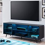 OKD Modern TV Stand for 75 Inch TV with LED Lights, Gaming Entertainment Center Media Console Television Stands with Magnetic Door & Adjustable Shelves for Living Room, Fits TVs up to 65+ Inch, Black