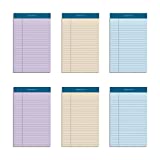 TOPS Docket Writing Tablet, 5 x 8 Inches, Perforated, Assorted Colors: Orchid, Ivory, Blue, Narrow Rule, 50 Sheets per Pad, 6 Pads per Pack (99601)