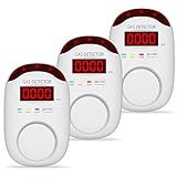 3 Packs Gas Detector & Alarm - Hembisen Plug in Propane and Natural Gas Detectors for Home,RV & Kitchen, Combustible Gas Leak Detector Monitor for LNG, LPG, Methane.