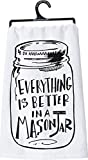 Primitives by Kathy LOL Made You Smile Dish Towel, 28' x 28', Everything is Better in a Mason Jar