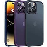 TORRAS Shockproof Designed for iPhone 14 Pro Case, [Military-Grade Drop Tested] Translucent Matte Hard Back with Silicone Slim Protective Anti-Fingerprint Anti-Scratch Phone Case Guardian 2022, Black