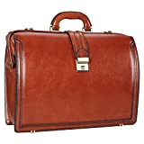 Banuce Full Grain Italian Leather Briefcase for Men with Lock Doctor Bag Lawyer Attache Case Hard 15.6 Inch Laptop Attorney Litigator Bags