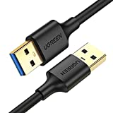 UGREEN USB to USB Cable, USB 3.0 Male to Male Type A to Type A Cable for Data Transfer Compatible with Hard Drive, Laptop, DVD Player, TV, USB 3.0 Hub, Monitor, Camera, Set Up Box and More 6FT