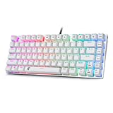 HUO JI E-Yooso Z-88 RGB Mechanical Gaming Keyboard, Metal Panel, Brown Switches, 75% Compact 81 Keys for Mac, PC, Silver and White
