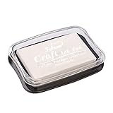 Fstaor Large White Ink Pad for Rubber Stamps, Non-Toxic Washable Safe Stamp Pads for Kids, Ink Pads Permanent for Paper Wood Fabric (White)