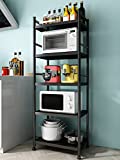 Denkee 5-Tier Kitchen Baker's Rack, Heavy Duty Free Standing Baker's Rack for Kitchens Storage with Rolling Wheels, Upgraded Industrial Microwave Oven Stand Rack (23.6 L x 14.6 W x 62.99 H)