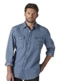 Wrangler Men's Western Work Shirt Washed Finish, Stonewashed, X-Large