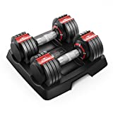FLYBIRD Adjustable Dumbbells,15LB Dumbbell Set for Home Gym Exercise & Fitness, Fast Change Weights with Anti-Slip Metal Handle, Strength Training Equipment for Full Body Workout Suitable Men/Women(Set of 2)