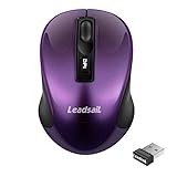 LeadsaiL Wireless Computer Mouse, 2.4G Portable Slim Cordless Mouse Less Noise for Laptop Optical Mouse with 4 Buttons, AA Battery Used, USB Mouse for Laptop, Desktop, MacBook