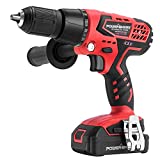 Cordless Drill - PowerSmart 1/2 Inch Drill, 400 In-lbs Torque, 20V Battery with Fast Charger, Power Drill Cordless for Concrete Wall, Wood, Metal