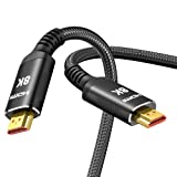 8K HDMI Cable 2.1 Long 15FT/5M, Snowkids Ultra 48Gbps High Speed 8K60 4K120 144Hz Braided Black HDMI Cord eARC HDR10 HDCP 2.2&2.3 Compatible with Roku TV/PS5/HDTV