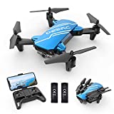 DEERC D20 Mini Drone with Camera for Kids, Remote Control Toys Gifts for Boys Girls with Voice Control, Gestures Selfie, Altitude Hold, Gravity Control, One Key Start, 3D Flips 2 Batteries, Blue