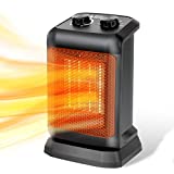 BEYOND BREEZE Space Heater, 1500-Watt Ceramic Oscillating Portable Electric Heater, Small Heater with Adjustable Thermostat, Overheat Protection, Quiet and Safe for Indoor Use Office Bedroom