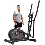 HASIMAN Elliptical Exercise Machine, Elliptical Machine for Home Use, Adjustable Magnetic Elliptical with Pulse Rate Grips and LCD Monitor, 350LB Weight Capacity (Coal Black)
