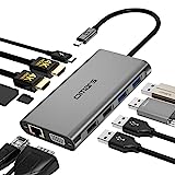 Docking Station Dual Monitor, 11 in 1 USB C Docking Station Triple Display, Dual Monitor Adapter with 4K, VGA, Ethernet, 4USB, 100W PD, USB C Dock for MacBook Pro/Air Dell HP Elitebook Lenovo Thinkpad