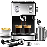 Geek Chef Espresso Machine withwith ESE POD filter, Pressure gauge, Milk Frother Steam Wand, 20 Bar Pump Pressure Espresso and Cappuccino latte Maker, 1.5L Water Tank, Perfect for Home Barista