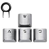 Qupei Metal Keycaps OEM(WASD Keys) FPS/MOBA for 60%/87/104/108 for MX Switches Mechanical Keyboard, Ultra-Thin FPS & MOBA Gaming Keyboard Caps for Cherry Mx Switch (Silver)