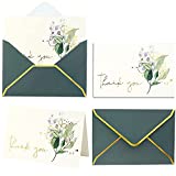 Heavy Duty Thank You Cards with Envelopes - 36 PK - Gold Thank You Notes 4x6 Inches Baby Shower Thank You Cards Wedding Thank You Cards Small Business Graduation Funeral Bridal Shower (Greenery)