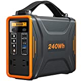 240Wh Portable Power Station with AC Outlets, 400W Peak(Rated 200W) LiFePO4 Battery Small Solar Generator Backup Power Supply Power Bank for Outdoors Camping Travel Emergency
