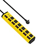CRST 6-Outlet Heavy Duty Metal Power Strip with Individual Switches and Flat Plug, 15AMP/1875W Surge Protector (1200 Joules), 6-Feet 14AWG Cord with Hook and Loop Fastener