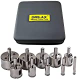 Diamond Drill Bit Diamond Hole Saw Set 10 Pieces 1/4, 3/8, 1/2 (0.5 Inch), 3/4, 1, 1 1/4, 1 3/8, 1 1/2, 1 3/4, 2 inches Kitchen Bath Faucet Drilling Ceramic Porcelain Tiles Glass Granite Quartz