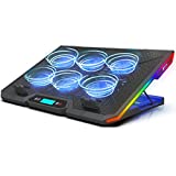 KLIM Glacier + 6 Fans Laptop Cooling Stand with RGB backlighting + New 2022 + 11-17.3 inch + Gaming Laptop Cooling Pad + Stable & Silent + USB Powered Laptop Fan Cooling Pad for PC, Mac, PS4 Xbox One