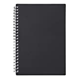 Ruled Sprial Notebook Kraft Soft Cover Sprial Notebook, Wirebound Memo Notepads Diary Notebook Planner, 140 Pages/ 70 Sheets, 8 x 6 inch, 1 Pack (Black)