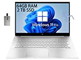 2022 HP Envy 17.3' FHD Touchscreen Laptop, Intel Core i7-1165G7, 64GB RAM, 2TB SSD, Backlit Keyboard, Intel Iris Xe Graphics, Fingerprint Reader, Webcam, Windows 11 Pro, Silver, 32GB USB Card