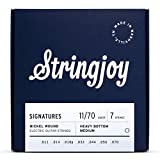 Stringjoy HVY117 7 String Signature Nickel Electric Guitar Strings, (Heavy Bottom Medium Gauge - 11-70)