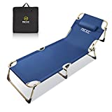 Nice C Folding Camping Cot, Lounge Chair, Sleeping Bed, 4-Reclining Position with Pillow & Storage Bag, Heavy Duty Holds Up to 250 Lbs，Lightweight, Comfortable for Outdoor&Indoor (Navy)