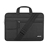 MOSISO Laptop Shoulder Bag Compatible with MacBook Air/Pro,13-13.3 inch Notebook,Compatible with MacBook Pro 14 inch 2021 2022 M1 Pro/Max A2442, Polyester Flapover Briefcase Sleeve Case, Black