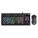 RGB Gaming Keyboard and Mouse Combo,87 Keys Gaming Keyboard USB Wired Backlit Mechanical Feeling with 7200DPI Gaming Mouse Set for PC MAC PS4 Xbox Laptop
