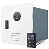 RV Tankless Water Heater, FOGATTI 2.9 GPM, 55000 BTU Hot Water Heater with 15 x 15 Inches White Door, Remote Control Included