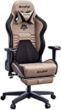 AutoFull Gaming Chair Ergonomic Gamer Chair with 3D Bionic Lumbar Support Racing Style PU Leather Computer Gaming Chair with Retractable Footrest,Brown