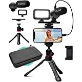 Movo iVlogger Vlogging Kit for iPhone - Lightning Compatible Video Vlog Kit - Accessories: Phone Tripod, Phone Mount, LED Light and Shotgun Microphone - for YouTube Starter Kit or iPhone Vlogging Kit