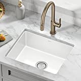 KRAUS Pintura 21-inch Porcelain Enameled Steel Undermount Single Bowl Kitchen Sink in White, KE1US21GWH