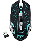 Wireless Gaming Mouse, VEGCOO C8 Silent Click Wireless Rechargeable Mouse with Colorful LED Lights and 3 Level DPI 400mah Lithium Battery for Laptop and Computer… (C35)