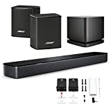 Bose Smart Soundbar 300 Bluetooth Wi-Fi Voice Control Bundle with Wireless Surround Speakers Pair, Bass Module 500 (Black)