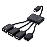 Blacell 4 in 1 Micro USB HUB Adaptor with Power Powered,Charging Charge OTG Host Cable Cord Adapter Connector for Android Smart Phone Tablet Samsung Galaxy S3 S4 S5 Note 2 3 4 Edge HTC One M7 M8