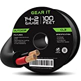 GearIT 14/2 Speaker Wire (100 Feet) 14 Gauge (Copper Clad Aluminum) - Outdoor Direct Burial in Ground/in Wall / CL3 CL2 Rated / 2 Conductors - CCA, Black 100ft
