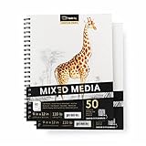 2PK - Mixed Media Student Drawing & Sketching Pads (9'x12' White, Perforated, 110lb / 180gsm Sketch Pad) Includes 50 Sheets/Pad; 100 Sheets Total, Ideal for a Variety of Multimedia Art Projects