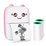 Mini Pocket Printer, Gifts for Kids, Portable Thermal Printer for Pictures/Retro-Style Photos/Receipts/Notes/Lists/Label/Memo/QR Codes, Bluetooth Wireless Smart Printer with Android or iOS APP (Pink)