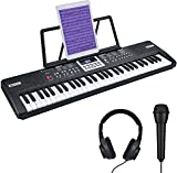 Starfavor 61 Key Kids Electric Keyboard Electronic Piano Small-Sized-Key for Child Beginner, with Power Supply, Built In Speakers, LED Screen, Microphone, Headphone (SEK-361)