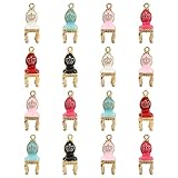 DanLingJewelry 30pcs 6 Colors Alloy Enamel Crown Princess Royal Chair Charms Mini Chair Charms Dangle Charms for DIY Jewelry Crafts