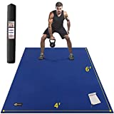 CAMBIVO Large Exercise Mats for Home Workout, Extra Thick Workout Mats for Home Gym, Gym Mats for Jump Rope, Weights, Cardio, Fitness 6' x 4' x 7 mm, Shoe-Friendly (Blue)